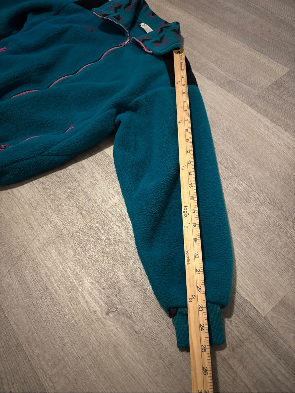 VTG 90s Columbia Fleece Womens M Teal Aztec Colorblock Retro Ski Gorpcore Tribal - Picture 5 of 8
